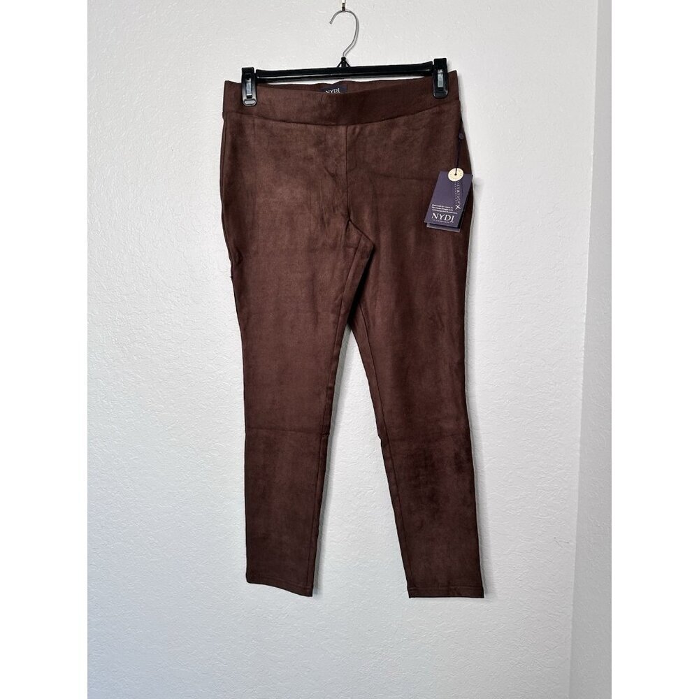NYDJ Women's Faux Suede Legging Dark Chocolate Size 8P Pull on Lift Tuck NWT